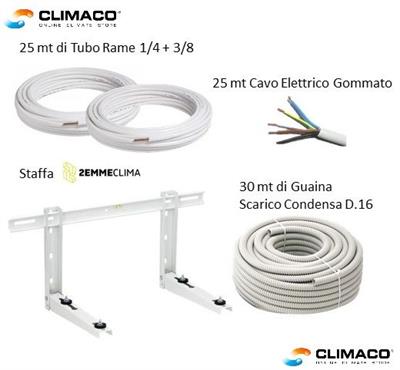 Kit INSTALLAZIONE MONO Clima 25 mt (Rame+StaffaClock+Guaina+Cavo)