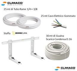 Kit INSTALLAZIONE MONO Clima 25 mt (Rame+StaffaClock+Guaina+Cavo)