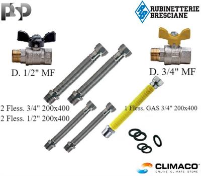 Kit ALLACCIO Caldaia 4 Fless. + Fless. Gas 3/4 + Valvole