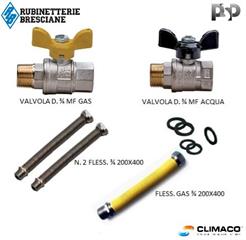 Kit INSTALLAZIONE Scaldabagno a GAS 2 Fless. + Gas 3/4 + Valvole