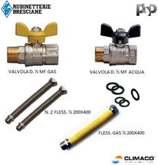 Kit INSTALLAZIONE Scaldabagno a GAS 2 Fless. + Gas 1/2 + Valvole